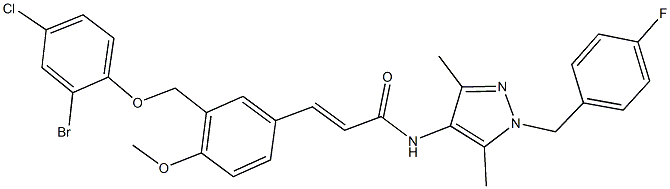 3-{3-[(2-bromo-4-chlorophenoxy)methyl]-4-methoxyphenyl}-N-[1-(4-fluorobenzyl)-3,5-dimethyl-1H-pyrazol-4-yl]acrylamide Struktur