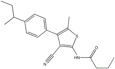 N-[4-(4-sec-butylphenyl)-3-cyano-5-methyl-2-thienyl]butanamide Struktur