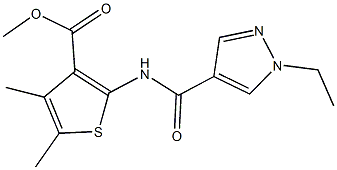 methyl 2-{[(1-ethyl-1H-pyrazol-4-yl)carbonyl]amino}-4,5-dimethyl-3-thiophenecarboxylate Struktur