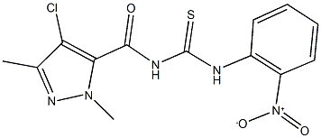 N-[(4-chloro-1,3-dimethyl-1H-pyrazol-5-yl)carbonyl]-N'-{2-nitrophenyl}thiourea Struktur