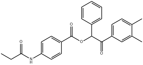 2-(3,4-dimethylphenyl)-2-oxo-1-phenylethyl 4-(propionylamino)benzoate Struktur