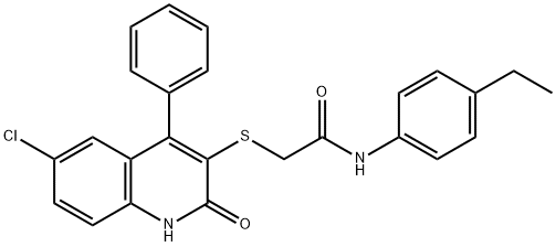 2-[(6-chloro-2-oxo-4-phenyl-1,2-dihydro-3-quinolinyl)sulfanyl]-N-(4-ethylphenyl)acetamide Struktur