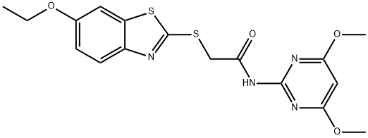 N-(4,6-dimethoxy-2-pyrimidinyl)-2-[(6-ethoxy-1,3-benzothiazol-2-yl)sulfanyl]acetamide Struktur