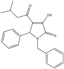 1-benzyl-3-hydroxy-4-(3-methylbutanoyl)-5-phenyl-1,5-dihydro-2H-pyrrol-2-one Struktur