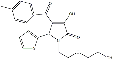 3-hydroxy-1-[2-(2-hydroxyethoxy)ethyl]-4-(4-methylbenzoyl)-5-(2-thienyl)-1,5-dihydro-2H-pyrrol-2-one Struktur