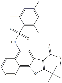 methyl 2-tert-butyl-5-[(mesitylsulfonyl)amino]naphtho[1,2-b]furan-3-carboxylate Struktur