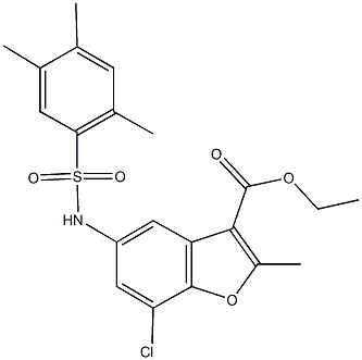 ethyl 7-chloro-2-methyl-5-{[(2,4,5-trimethylphenyl)sulfonyl]amino}-1-benzofuran-3-carboxylate Struktur