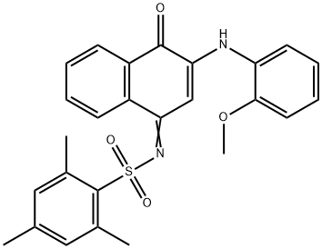 N-(3-(2-methoxyanilino)-4-oxo-1(4H)-naphthalenylidene)-2,4,6-trimethylbenzenesulfonamide Struktur