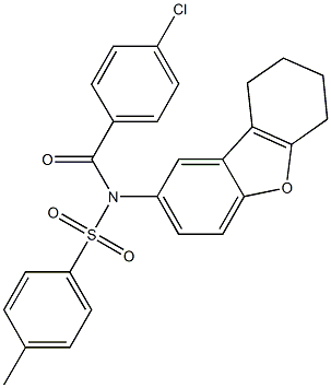 N-(4-chlorobenzoyl)-4-methyl-N-(6,7,8,9-tetrahydrodibenzo[b,d]furan-2-yl)benzenesulfonamide Struktur