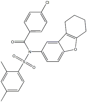 N-(4-chlorobenzoyl)-2,4-dimethyl-N-(6,7,8,9-tetrahydrodibenzo[b,d]furan-2-yl)benzenesulfonamide Struktur