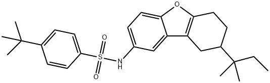 4-tert-butyl-N-(8-tert-pentyl-6,7,8,9-tetrahydrodibenzo[b,d]furan-2-yl)benzenesulfonamide Struktur