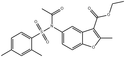 ethyl 5-{acetyl[(2,4-dimethylphenyl)sulfonyl]amino}-2-methyl-1-benzofuran-3-carboxylate Struktur