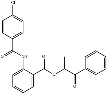 1-methyl-2-oxo-2-phenylethyl 2-[(4-chlorobenzoyl)amino]benzoate Struktur