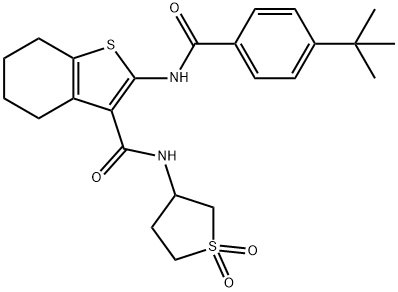 2-[(4-tert-butylbenzoyl)amino]-N-(1,1-dioxidotetrahydrothien-3-yl)-4,5,6,7-tetrahydro-1-benzothiophene-3-carboxamide Struktur