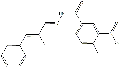 3-nitro-4-methyl-N'-(2-methyl-3-phenyl-2-propenylidene)benzohydrazide Struktur