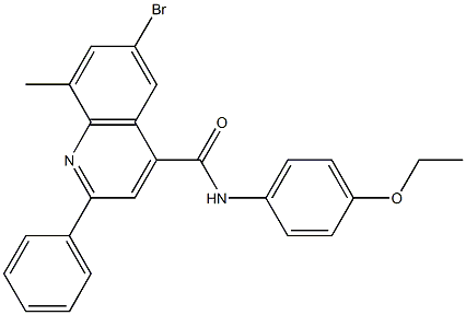 6-bromo-N-(4-ethoxyphenyl)-8-methyl-2-phenyl-4-quinolinecarboxamide Struktur