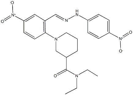 N,N-diethyl-1-[4-nitro-2-(2-{4-nitrophenyl}carbohydrazonoyl)phenyl]-3-piperidinecarboxamide Struktur