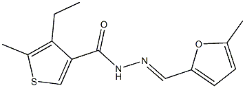 4-ethyl-5-methyl-N'-[(5-methyl-2-furyl)methylene]-3-thiophenecarbohydrazide Struktur