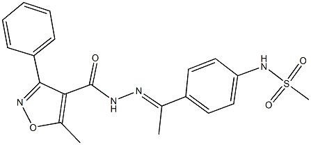 N-(4-{N-[(5-methyl-3-phenyl-4-isoxazolyl)carbonyl]ethanehydrazonoyl}phenyl)methanesulfonamide Struktur