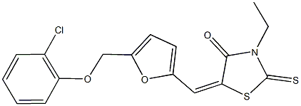 5-({5-[(2-chlorophenoxy)methyl]-2-furyl}methylene)-3-ethyl-2-thioxo-1,3-thiazolidin-4-one Struktur