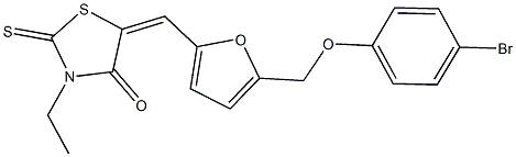 5-({5-[(4-bromophenoxy)methyl]-2-furyl}methylene)-3-ethyl-2-thioxo-1,3-thiazolidin-4-one Struktur