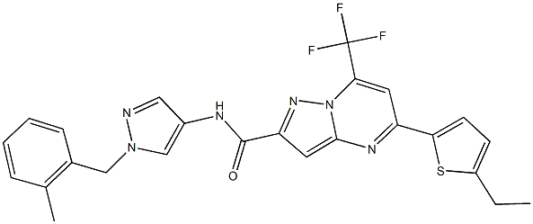 5-(5-ethyl-2-thienyl)-N-[1-(2-methylbenzyl)-1H-pyrazol-4-yl]-7-(trifluoromethyl)pyrazolo[1,5-a]pyrimidine-2-carboxamide Struktur