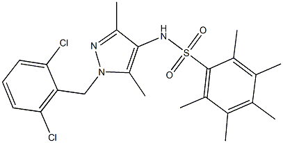 N-[1-(2,6-dichlorobenzyl)-3,5-dimethyl-1H-pyrazol-4-yl]-2,3,4,5,6-pentamethylbenzenesulfonamide Struktur