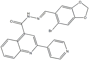 N'-[(6-bromo-1,3-benzodioxol-5-yl)methylene]-2-(4-pyridinyl)-4-quinolinecarbohydrazide Struktur