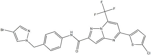 N-{4-[(4-bromo-1H-pyrazol-1-yl)methyl]phenyl}-5-(5-chloro-2-thienyl)-7-(trifluoromethyl)pyrazolo[1,5-a]pyrimidine-2-carboxamide Struktur