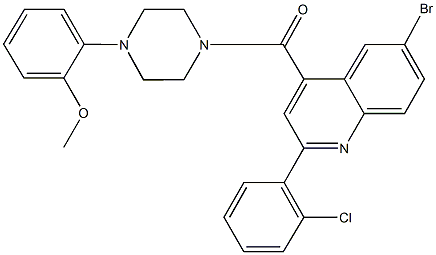 6-bromo-2-(2-chlorophenyl)-4-{[4-(2-methoxyphenyl)-1-piperazinyl]carbonyl}quinoline Struktur