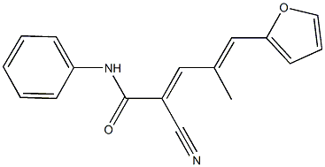 2-cyano-5-(2-furyl)-4-methyl-N-phenyl-2,4-pentadienamide Struktur