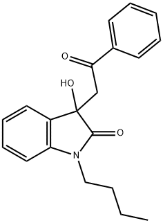 1-butyl-3-hydroxy-3-(2-oxo-2-phenylethyl)-1,3-dihydro-2H-indol-2-one Struktur