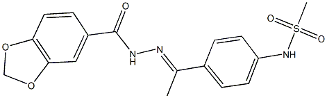 N-{4-[N-(1,3-benzodioxol-5-ylcarbonyl)ethanehydrazonoyl]phenyl}methanesulfonamide Struktur