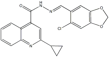 N'-[(6-chloro-1,3-benzodioxol-5-yl)methylene]-2-cyclopropyl-4-quinolinecarbohydrazide Struktur