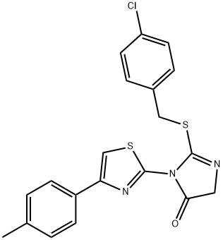 2-[(4-chlorobenzyl)sulfanyl]-3-[4-(4-methylphenyl)-1,3-thiazol-2-yl]-3,5-dihydro-4H-imidazol-4-one Struktur