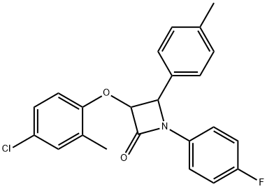 3-(4-chloro-2-methylphenoxy)-1-(4-fluorophenyl)-4-(4-methylphenyl)-2-azetidinone Struktur