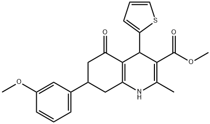 methyl 7-(3-methoxyphenyl)-2-methyl-5-oxo-4-(2-thienyl)-1,4,5,6,7,8-hexahydro-3-quinolinecarboxylate Struktur