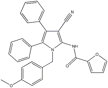 N-[3-cyano-1-(4-methoxybenzyl)-4,5-diphenyl-1H-pyrrol-2-yl]-2-furamide Struktur