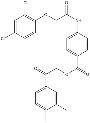 2-(3,4-dimethylphenyl)-2-oxoethyl 4-{[(2,4-dichlorophenoxy)acetyl]amino}benzoate Struktur