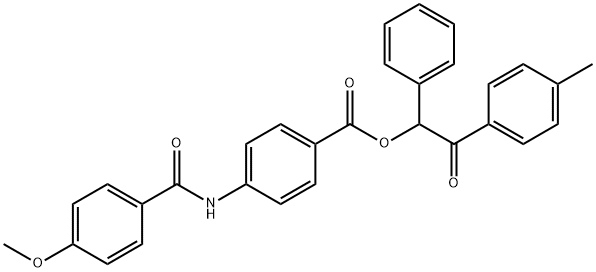 2-(4-methylphenyl)-2-oxo-1-phenylethyl 4-[(4-methoxybenzoyl)amino]benzoate Struktur