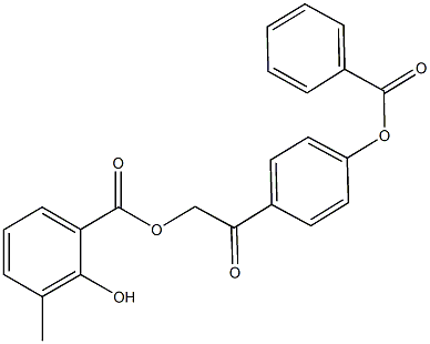 2-[4-(benzoyloxy)phenyl]-2-oxoethyl 2-hydroxy-3-methylbenzoate Struktur