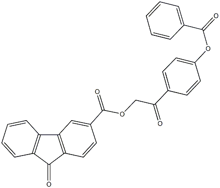 2-[4-(benzoyloxy)phenyl]-2-oxoethyl 9-oxo-9H-fluorene-3-carboxylate Struktur