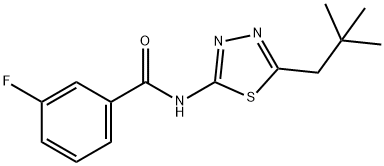 3-fluoro-N-(5-neopentyl-1,3,4-thiadiazol-2-yl)benzamide Struktur