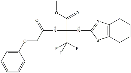 methyl 3,3,3-trifluoro-2-[(phenoxyacetyl)amino]-2-(4,5,6,7-tetrahydro-1,3-benzothiazol-2-ylamino)propanoate Struktur