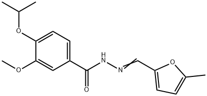 4-isopropoxy-3-methoxy-N'-[(5-methyl-2-furyl)methylene]benzohydrazide Struktur