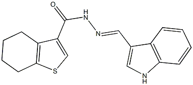 N'-(1H-indol-3-ylmethylene)-4,5,6,7-tetrahydro-1-benzothiophene-3-carbohydrazide Struktur