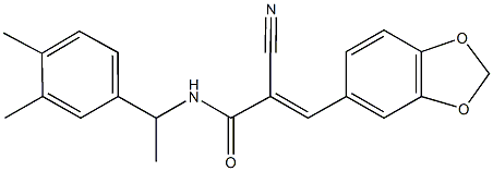 3-(1,3-benzodioxol-5-yl)-2-cyano-N-[1-(3,4-dimethylphenyl)ethyl]acrylamide Struktur