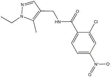 2-chloro-N-[(1-ethyl-5-methyl-1H-pyrazol-4-yl)methyl]-4-nitrobenzamide Struktur