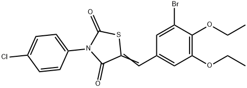 5-(3-bromo-4,5-diethoxybenzylidene)-3-(4-chlorophenyl)-1,3-thiazolidine-2,4-dione Struktur