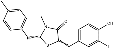 5-(4-hydroxy-3-iodobenzylidene)-3-methyl-2-[(4-methylphenyl)imino]-1,3-thiazolidin-4-one Struktur